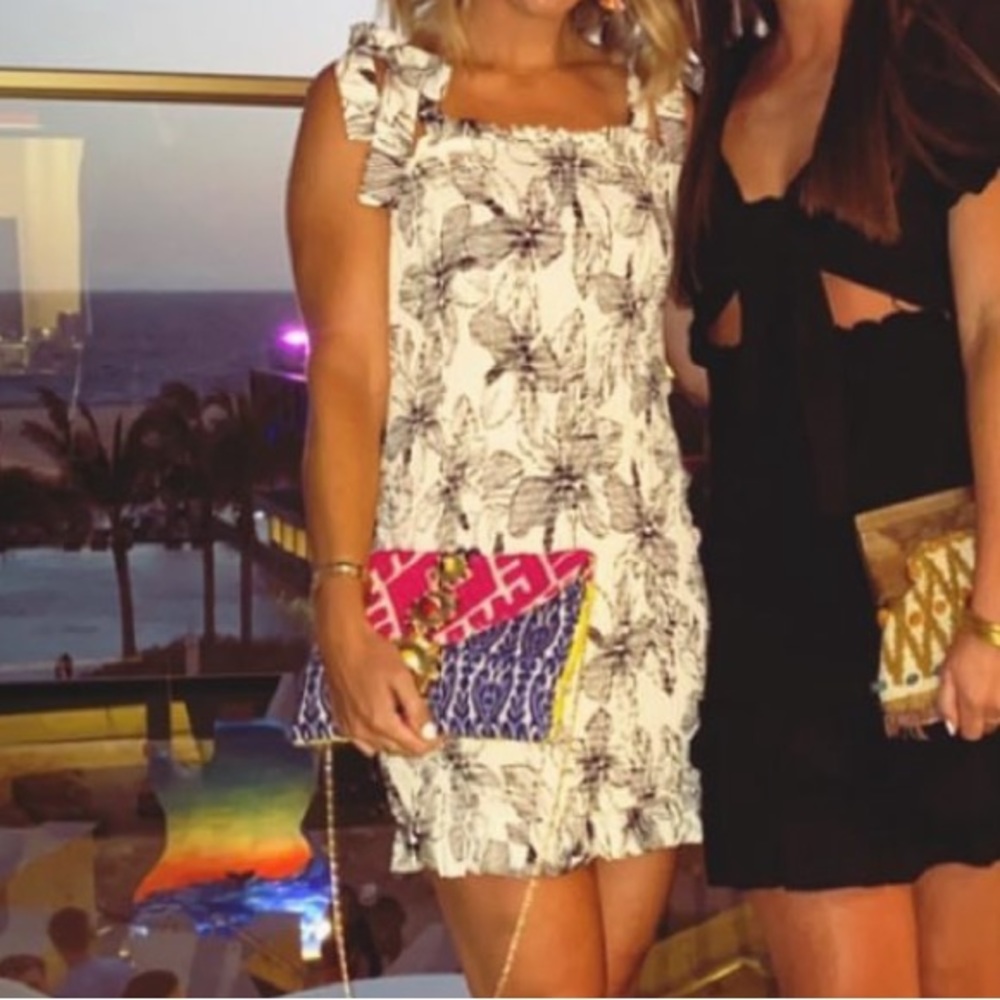 VICI Black and White Smocked Mini Dress